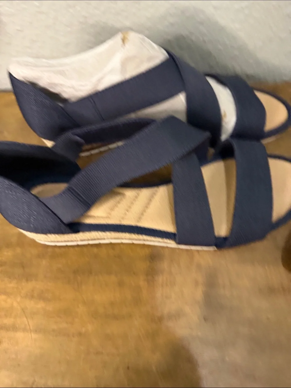 Kelly & Katie Women's Navy Crisscross Wedge Sandals size 9.5